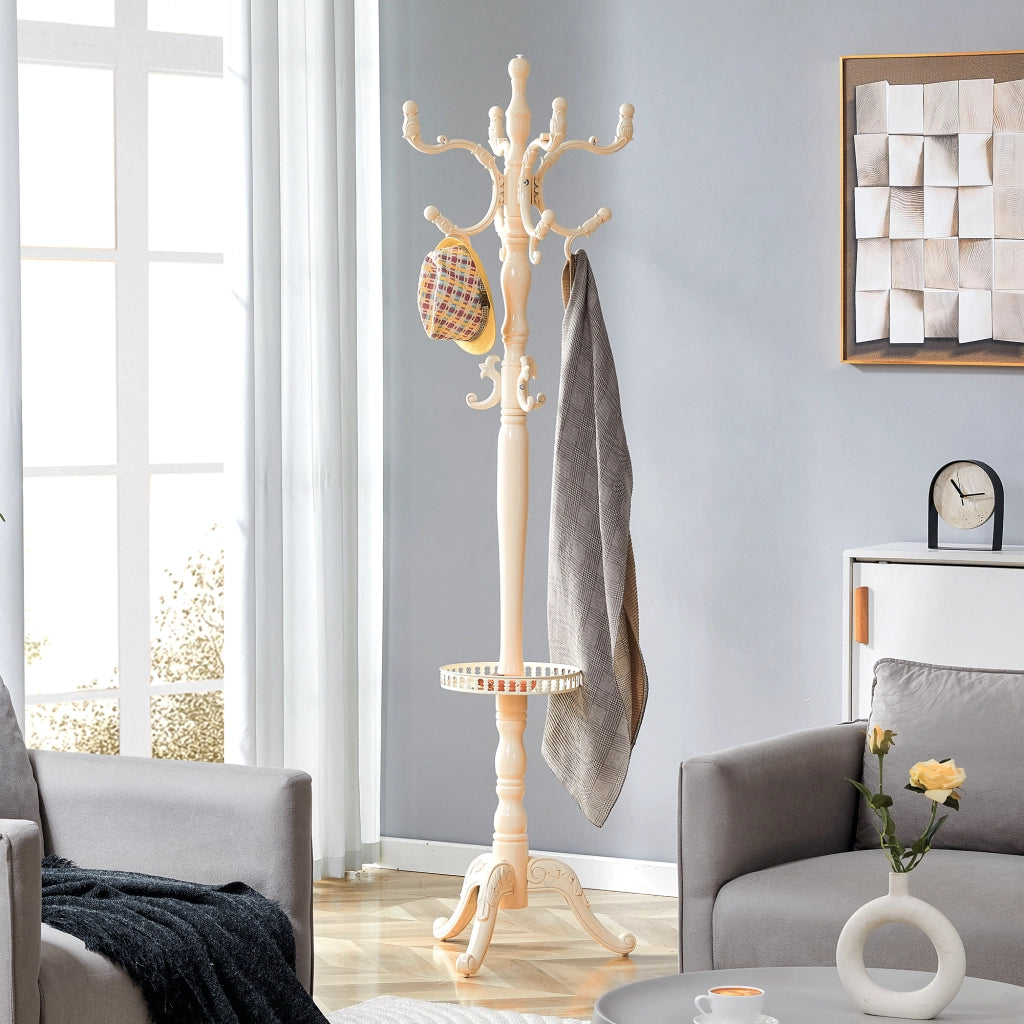 APPENDIABITI A PAVIMENTO 195 cm Legno massello Bianco