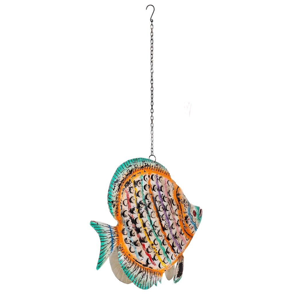 Figura di pesce in metallo multicolore, 58x15x61h cm