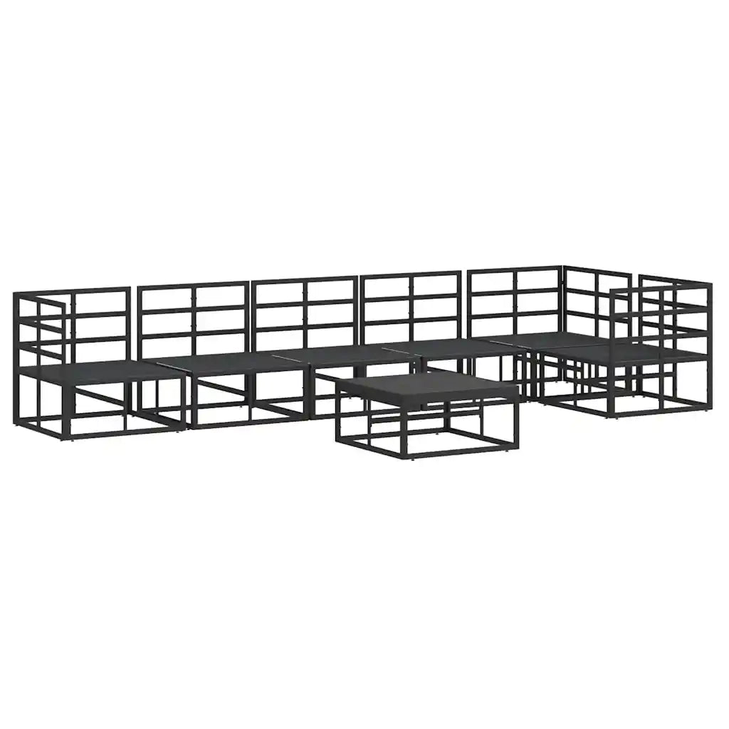vidaXL Set Divano da Giardino con cuscino 7 pcs Nero Alluminio