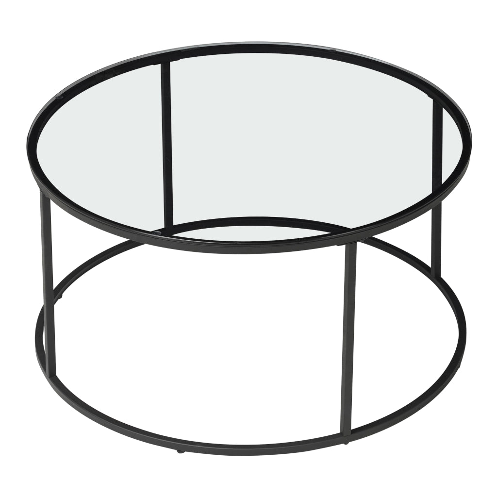 Tavolino Rotondo Kolari da Caffé con Piano in Vetro Temperato (AxØ) 45 x 80 cm - Trasparente [en.casa]