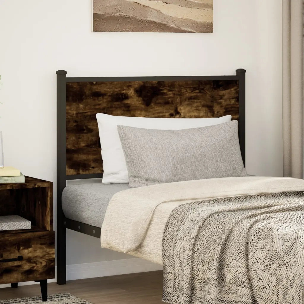 Testiera-Testata-Testiera Decorativa Rovere Fumo 90 cm in Legno Multistrato e Acciaio