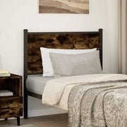 Testiera-Testata-Testiera Decorativa Rovere Fumo 90 cm in Legno Multistrato e Acciaio