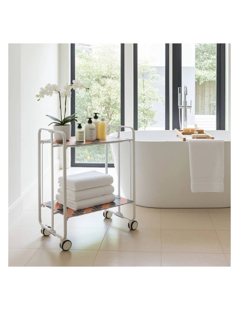 Carrello da cucina pieghevole bianco con ruote BAUHAUS 2 ripiani