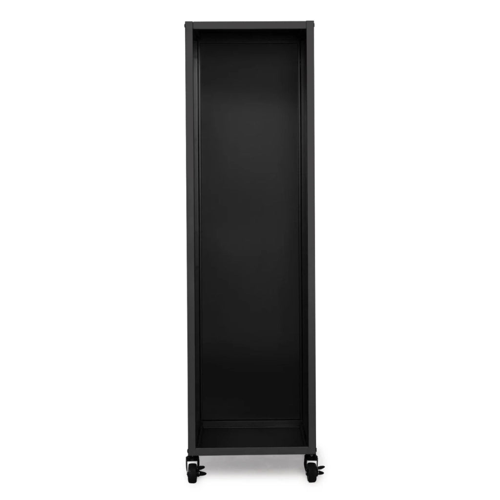 IDMarket - Portaceppi verticale in acciaio nero massiccio H. 119 CM per caminetti con rotelle
