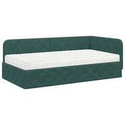 Letto singolo | Letto per adulti | Cornice del letto ad angolo Verde Scuro 90 x 190 cm Velluto