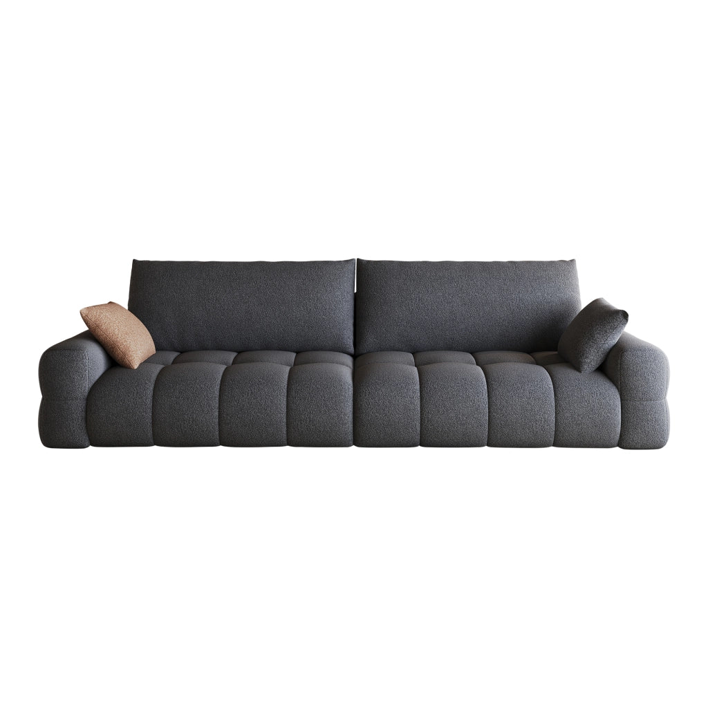 Divano modulare chaise longue con seduta profonda e senza montaggio in tessuto grigio scuro