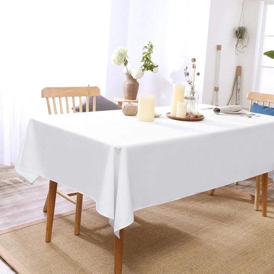 Tappeto di Protezione per Tavolo Natale Impermeabile e Ripiegabile, Copertura per Tavolo in Poliestere con Effetto Foglia per Tavolo da Cucina, Bianco, 132x229cm