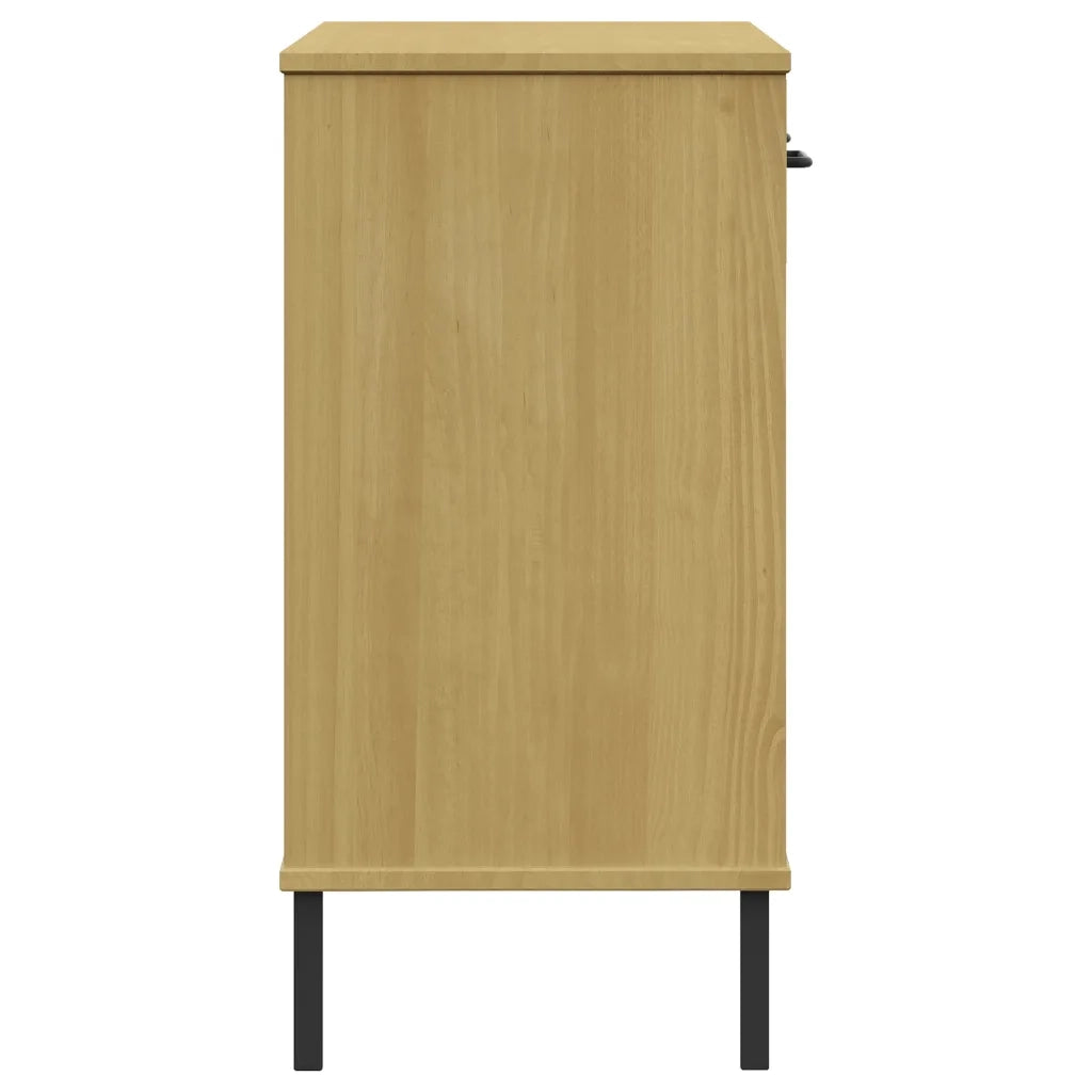 Mobile Consolle Gambe Metallo Marrone Legno Massello Pino OSLO 351003