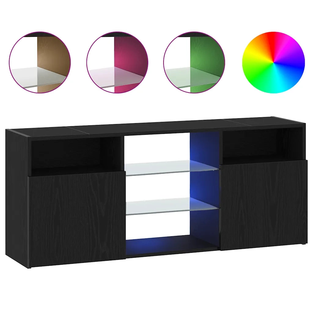 Mobile Porta TV con LED Rovere Nero 120x30x50 cm Multistrato 862035