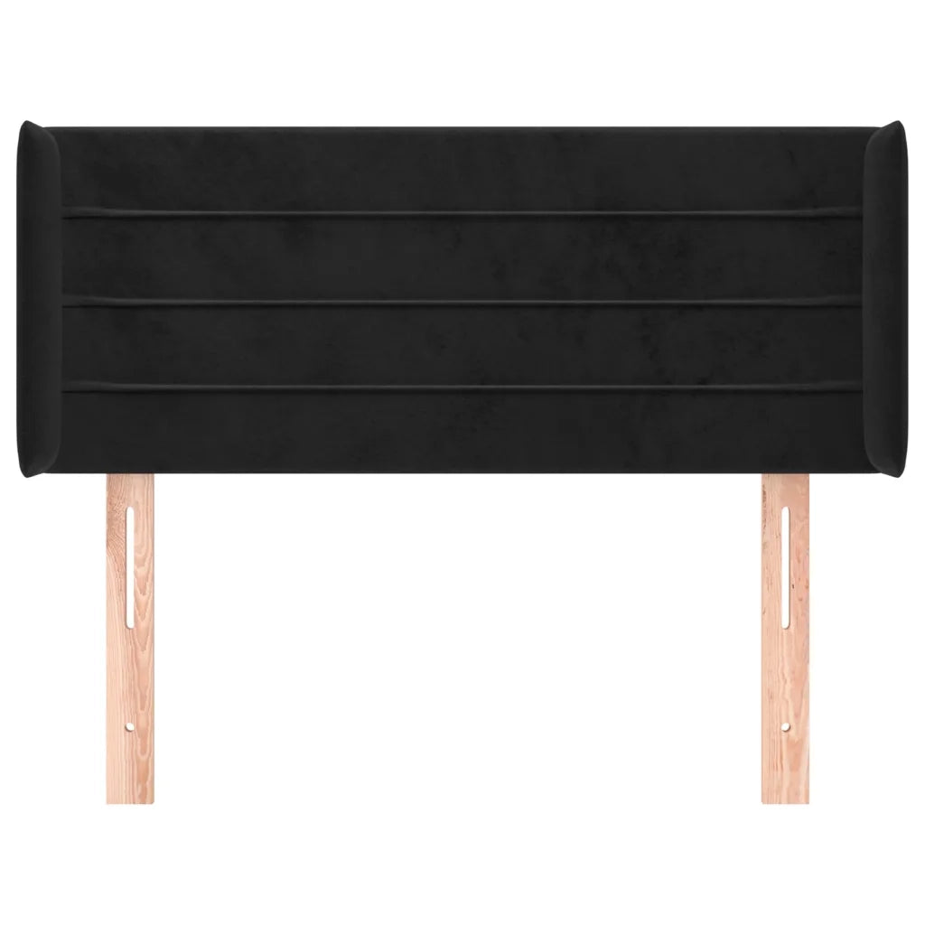Testiera | Testata ad Orecchio Nera 103x16x78/88 cm in Velluto