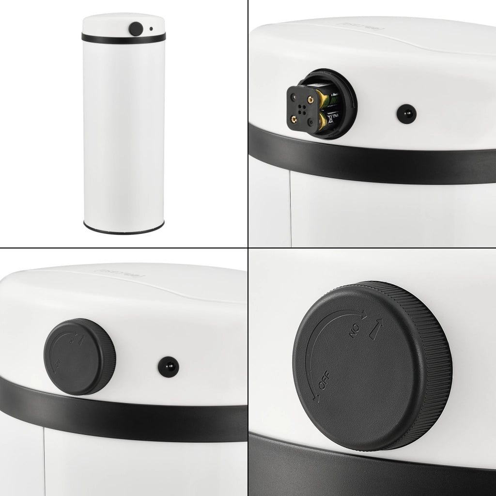 Pattumiera Automatica 47 L, Bidone Cilindrico in Acciaio Inox (AxØ) 77 x 30,5 cm Coperchio con Sensore di Movimento e Display a LED, Apertura Ampia - Bianco