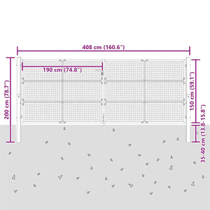 Cancello da Giardino Antracite 400x150 cm in Acciaio 154574