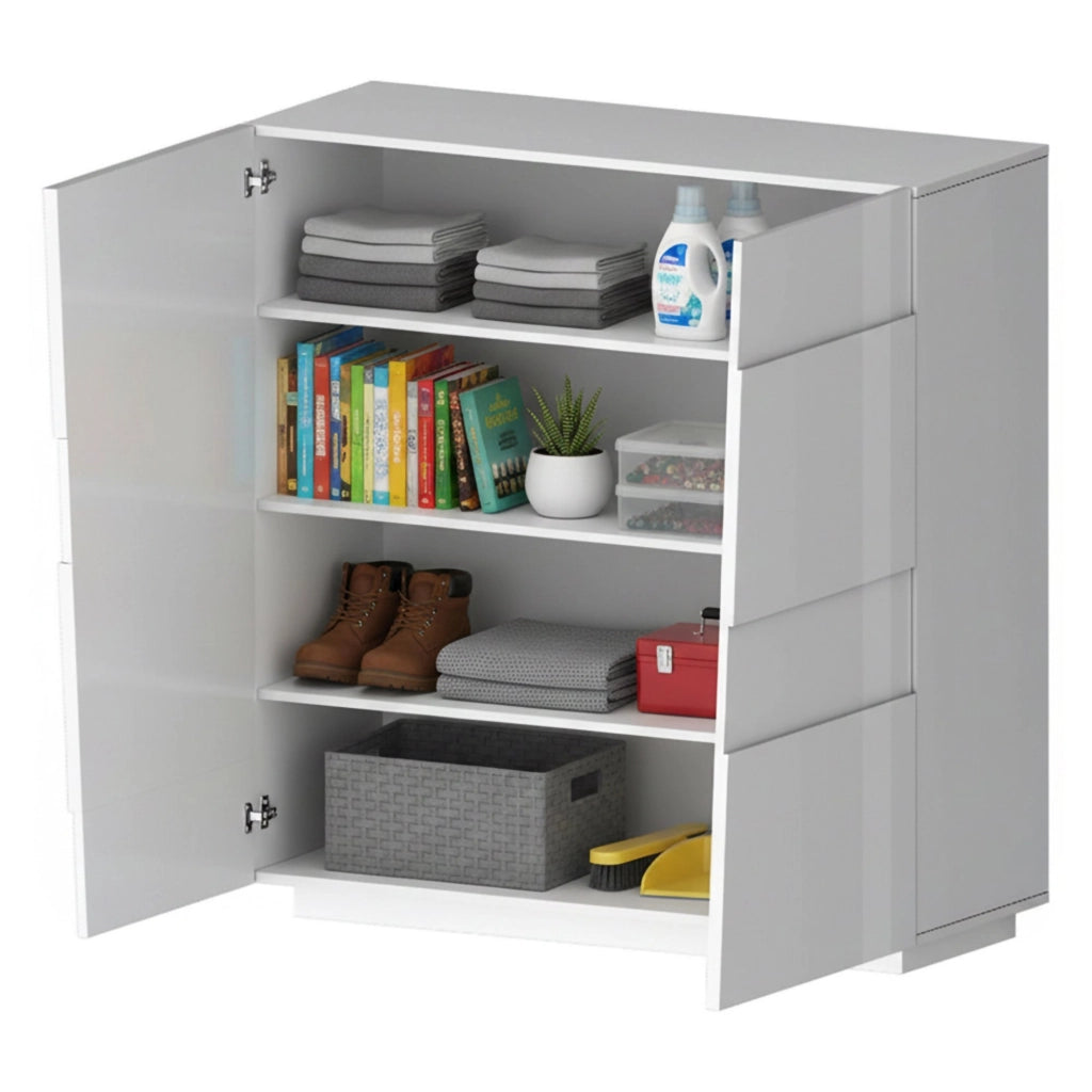 Armadio multiuso 2 ante Aulla, Mobile multifunzione, Armadietto a 2 ante, 120x44h126 cm, Bianco