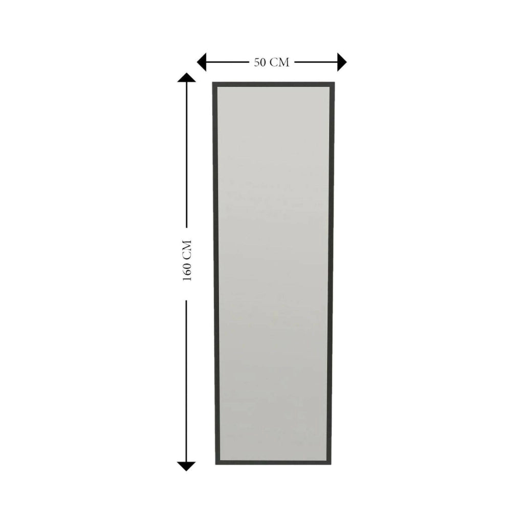 Specchio Dragone, Specchiera, Articolo d'arredo a muro, Decorazione con specchio, 50x2h160 cm, Nero