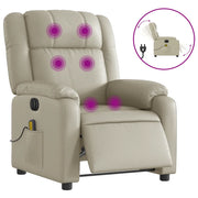 Poltrona Massaggiante | Sedia Relax Elettrica Reclinabile Crema Similpelle
