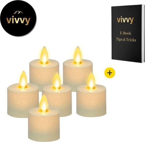 Set di candele ricaricabili da 6 - candele a cera ricaricabili con diverse posizioni - candele da tavolo ricaricabili regolabili - 100% Garanzia Relax - inclusa la comandi a distanza