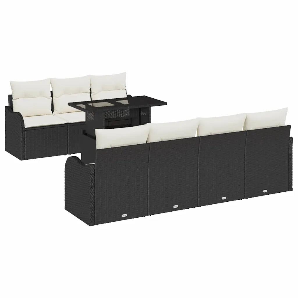 Set Divano da Giardino 8 pcs Nero Rattan in Polipropilene 3357140