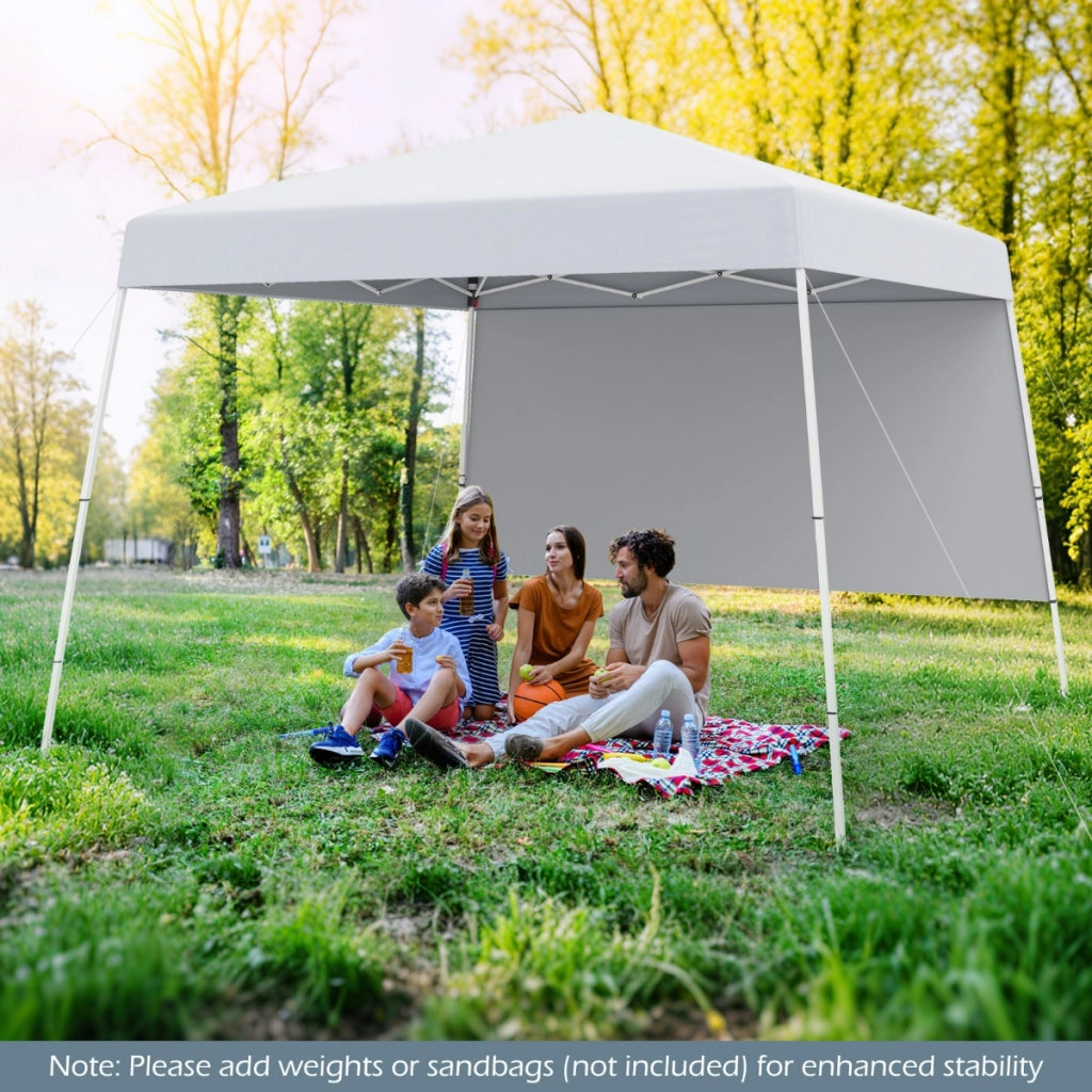 Tenda pop-up con 1 parete laterale e zaino portatile, Riparo per patio esterno pieghevole gazebo per spiaggia Bianco-Tende parasole