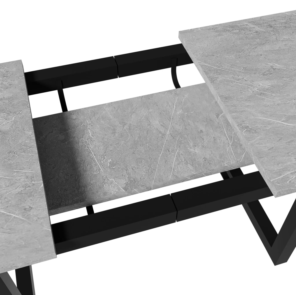 Tavolo da pranzo allungabile in MDF grigio e nero