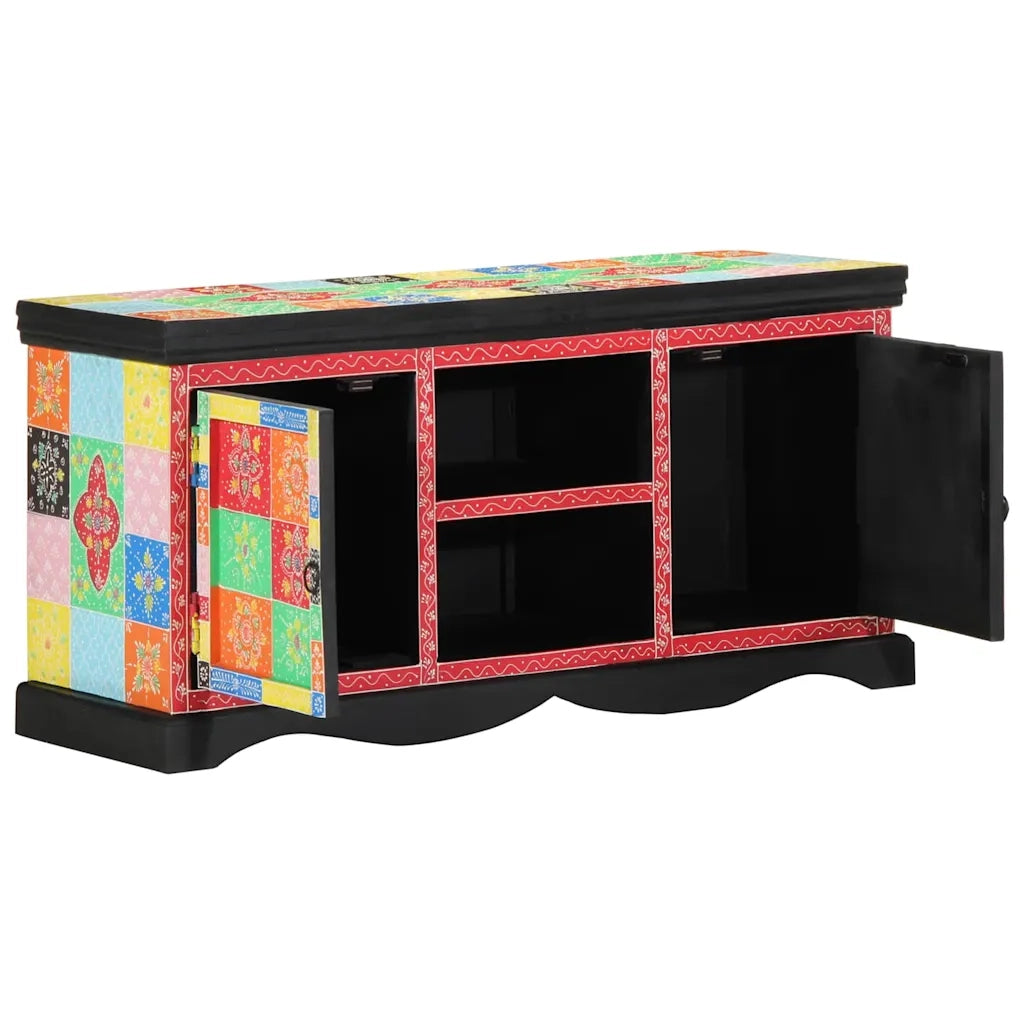Mobile TV-Credenza per TV-Console TV Multicolore 100 x 35 x 50 cm Legno massello di mango