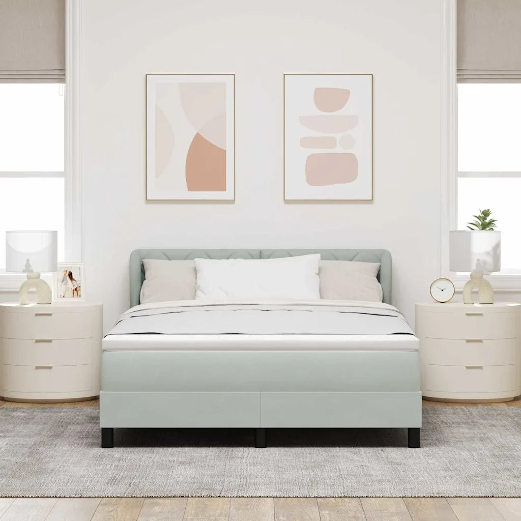 Letto a molle con materasso Grigio chiaro 160 x 200 cm Velluto 3340448