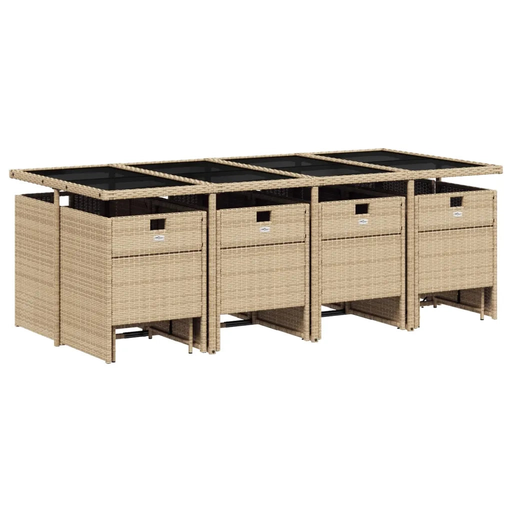 Set da Pranzo da Giardino 13 pz con Cuscini Beige in Polyrattan 3277749