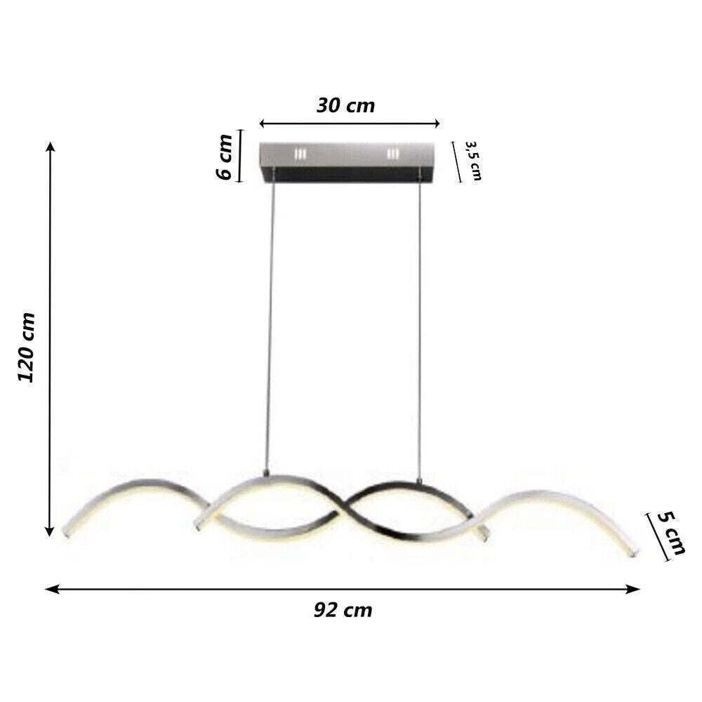 Lampadario Led a Sospensione da soffitto illuminazione Design Moderno 25w twist Bianca Fredda 6500k Silver