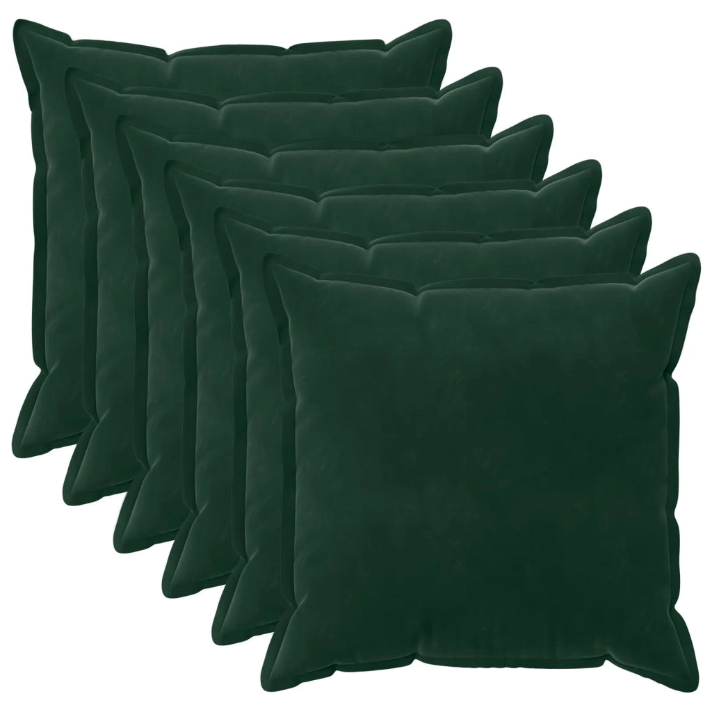 Federa 6 pcs HOUTEN Verde Scuro 55 x 55 cm Velluto 920362