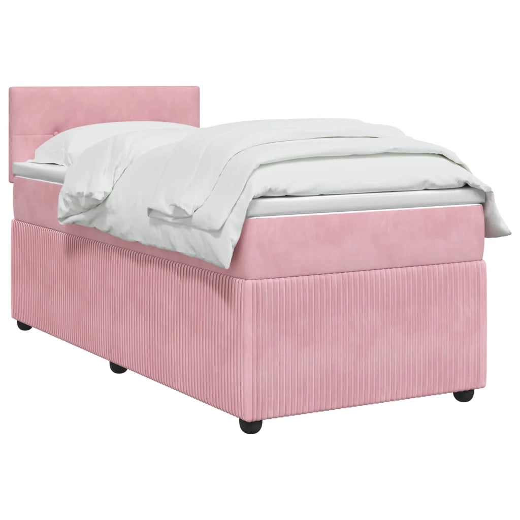 Letto box spring con materasso Rosa 100 x 200 cm Velluto 3453088