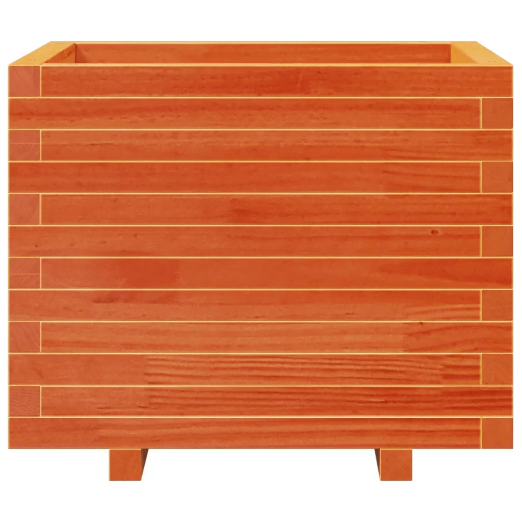 Fioriera | Cassetta per fiori | Vaso Giardino Marrone Cera 60x60x49,5cm Legno Massello Pino