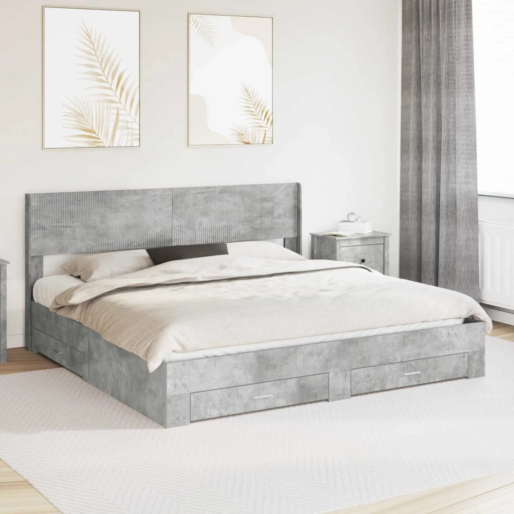 Struttura del letto con stoccaggio e testata-Giroletto con contenitore Grigio Cemento 313028