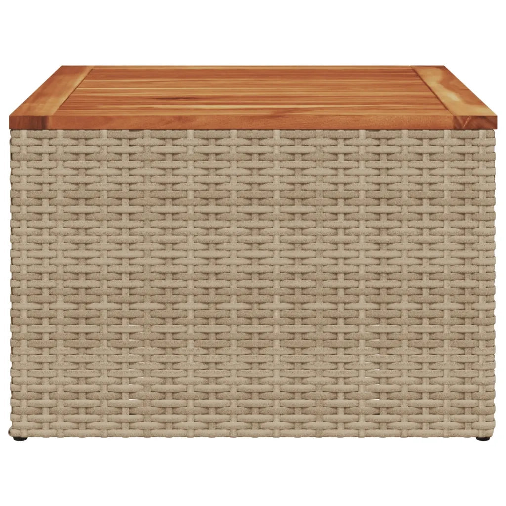 Tavolo da Giardino | Tavolino da esterno Beige 55x55x37 cm Polyrattan e Legno Acacia