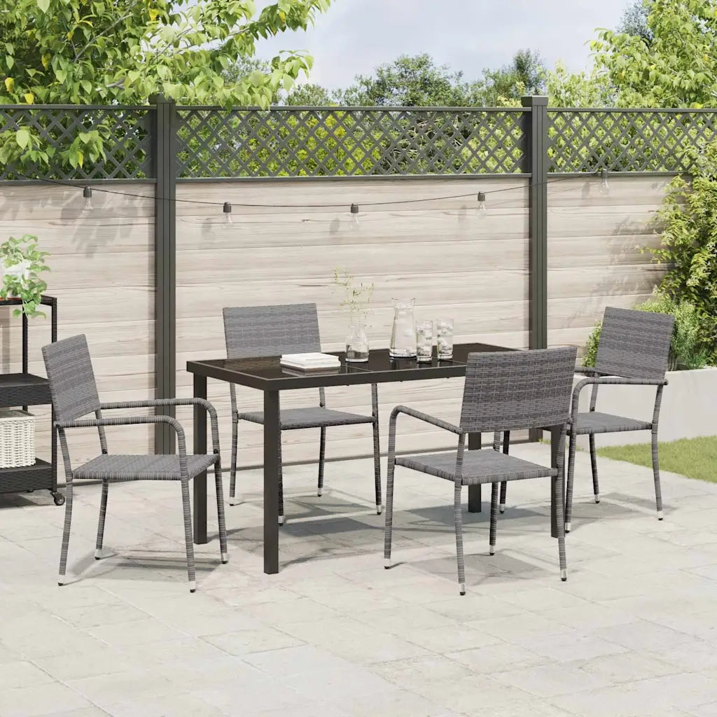 Set da Pranzo per Giardino con cuscino 5 pcs Grigio polyrattan 3380045