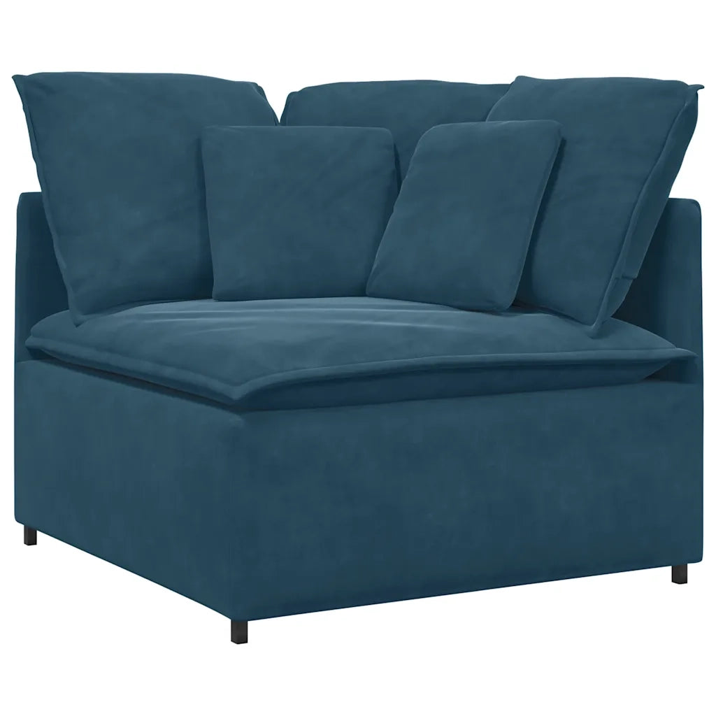 Divano Modulare con Cuscini in Velluto Blu