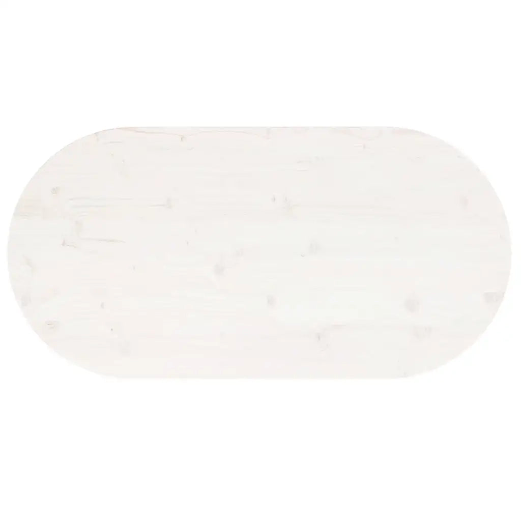 Piano Tavolo Bianco 90x45x2,5cm in Legno Massello di Pino Ovale 824356
