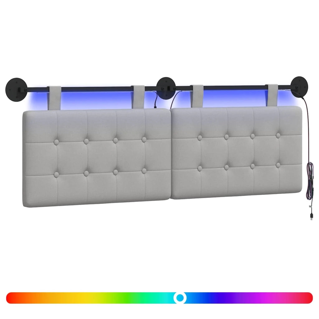 Testiera sospesa Con luce LED Grigio Nuvola Tessuto 3424407