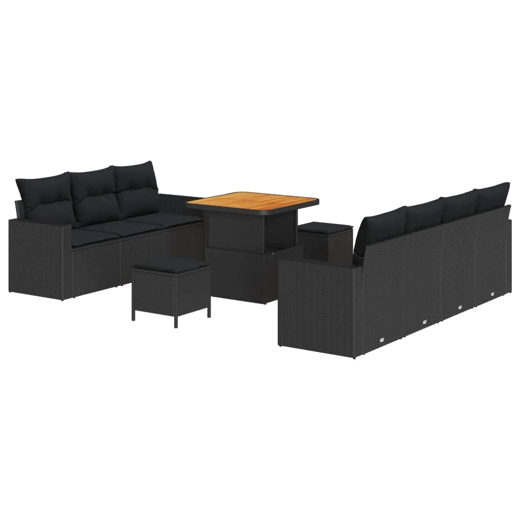 Set Divano da Giardino 10 pcs Nero polyrattan 3361574