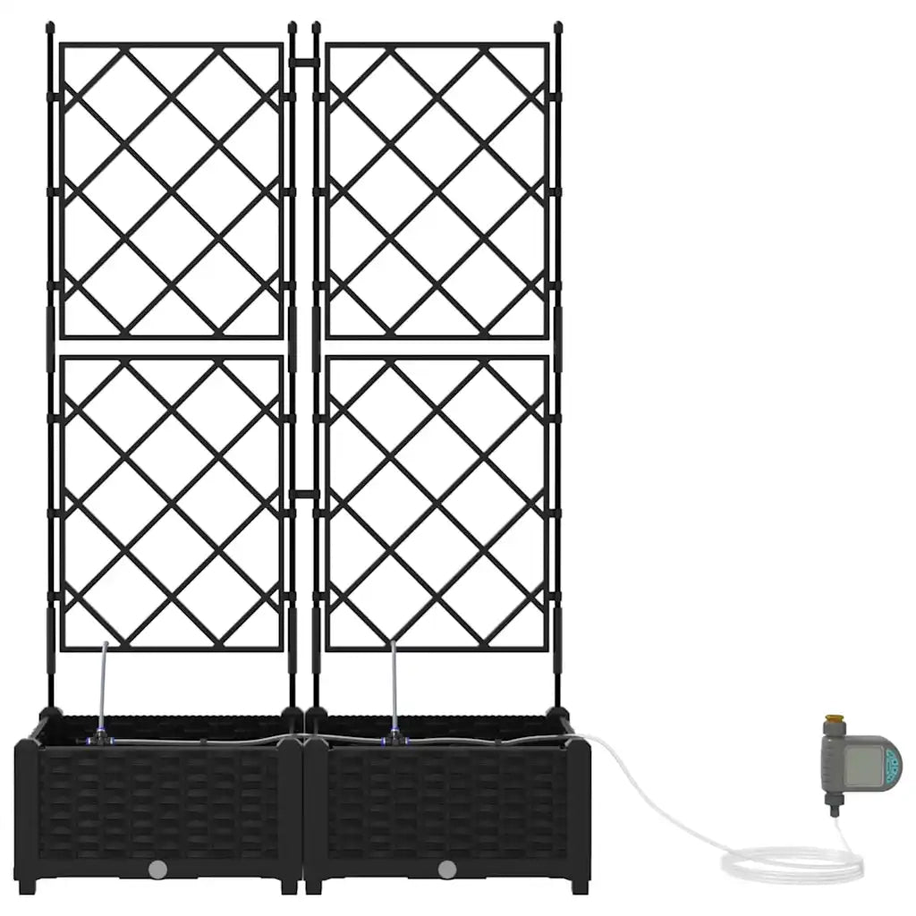 Vaso da giardino 2 pcs Nero Plastica 42002850