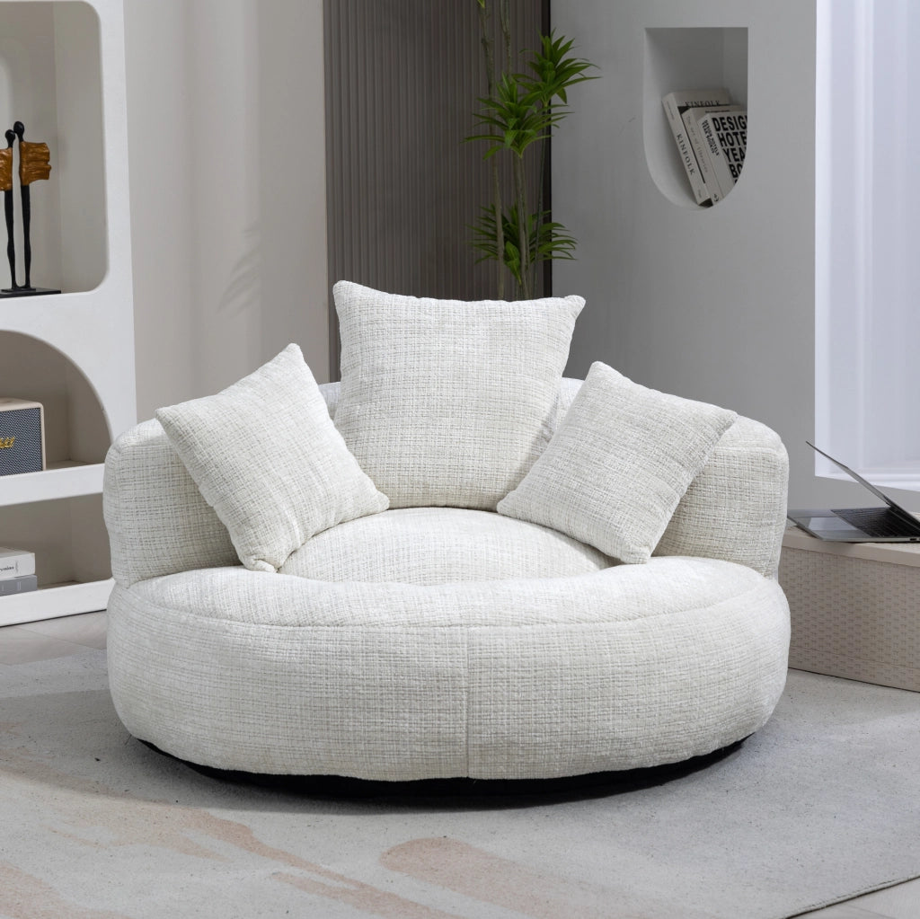Poltrona sacco in ciniglia beige 108x108x52 cm