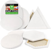 Set di Canvassetti Estesi a Forme Miste Grande - Pacchetto da 10 - 100% Cotone - 8 OZ Gesso-Preparato Blanco Tovaglie - Materiali per l'Arte Acrilica e Olio - Tovaglie per Pittura Grande