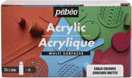 Set di vernice acrilica versatile - completo di accessori - 24 pezzi - 59 ml - opaca