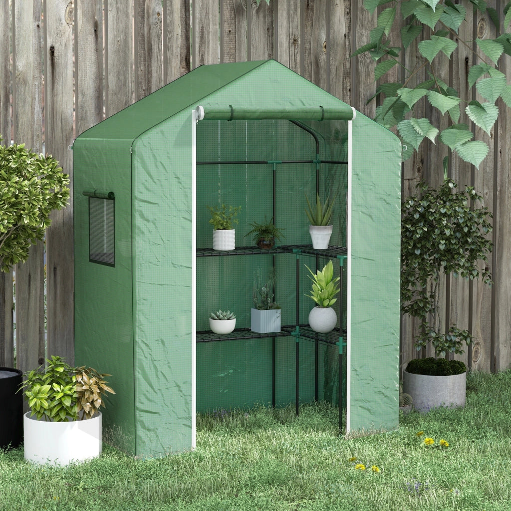Serra da Giardino con Porta e Finestre ¨C Zephmum ¨C Verde 140x73x190 cm