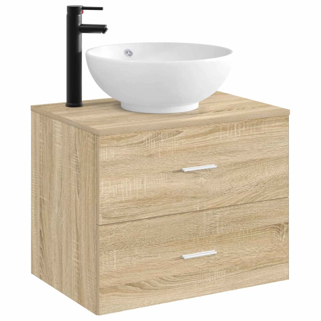 Lavabo con rubinetto e scarico Nero Opaco 44 x 44 x 16 cm 890247