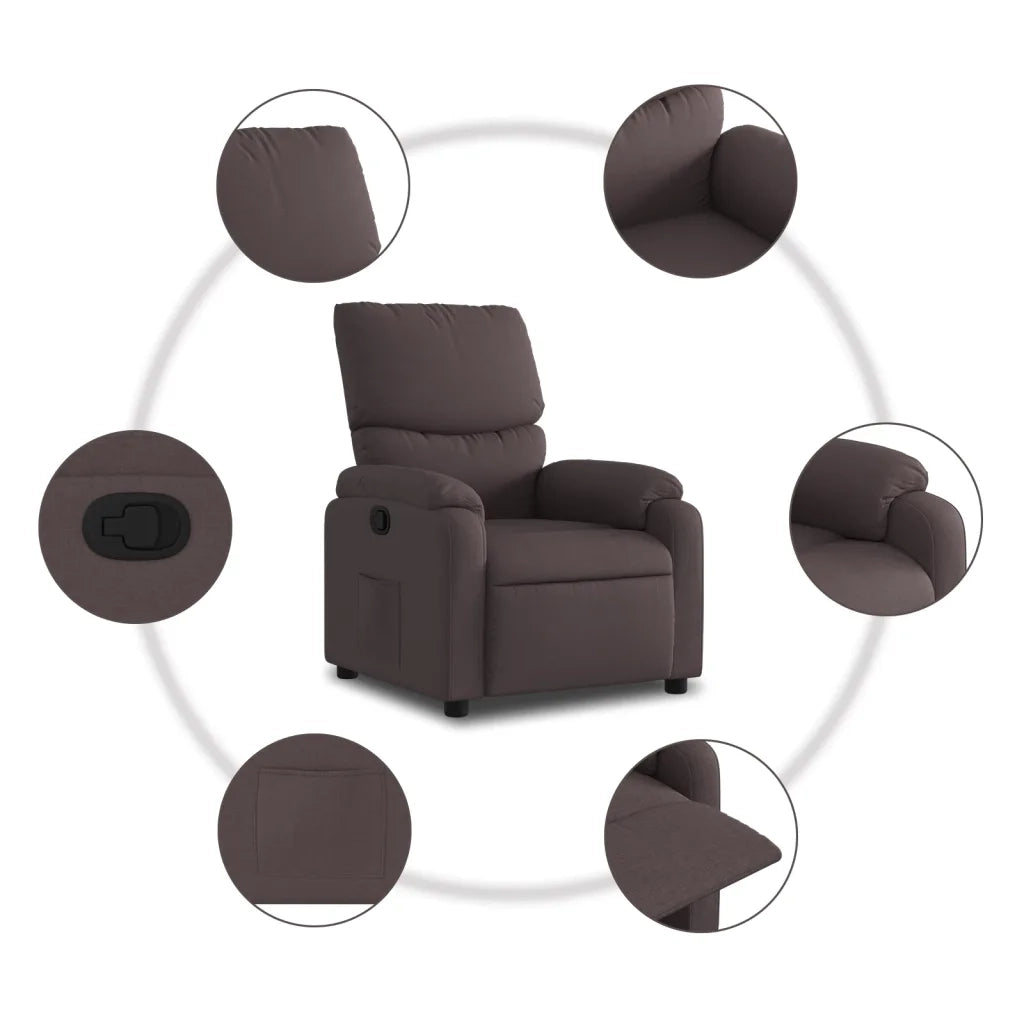 Poltrona | Sedia Relax Reclinabile Marrone Scuro in Tessuto