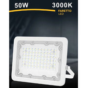 Trade Shop - Faro Led 50w Faretto Ultra Slim Bianco Esterno Luce Naturale Fredda Calda Fs50w-b - -bianco Caldo      -