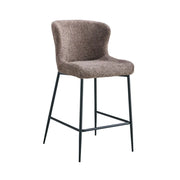 Sedia da bancone LISE - Tessuto bouclé colore sabbia - Piedi in metallo nero - Stile design/industriale