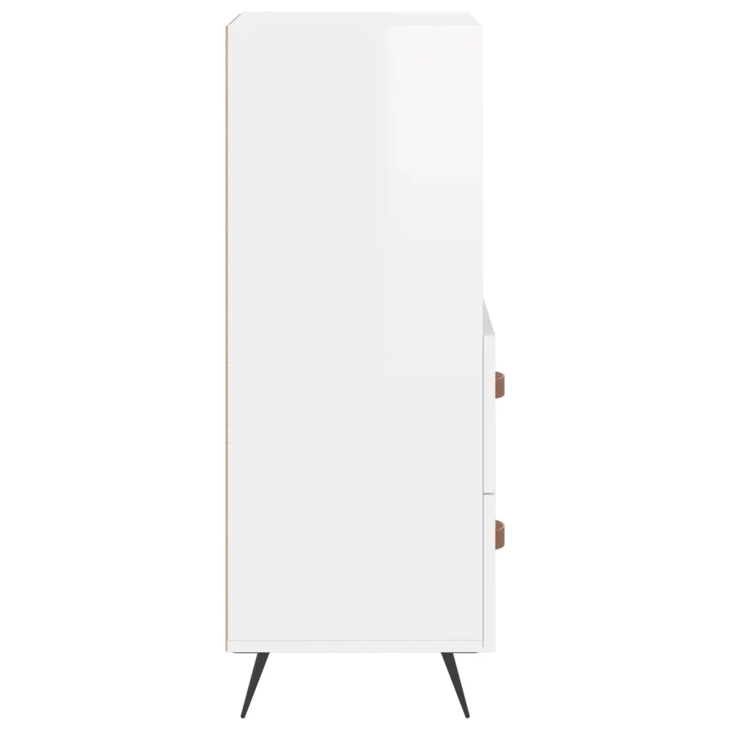 Credenza Bianco Lucido 34,5x34x90 cm in Legno Multistrato 828638