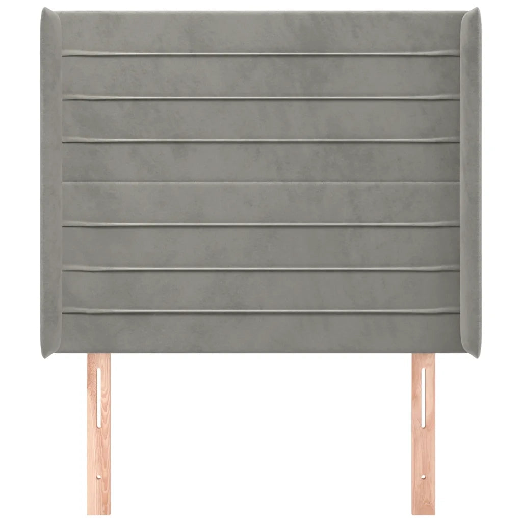Testiera | Testata ad Orecchio Grigio Chiaro 103x16x118/128 cm in Velluto