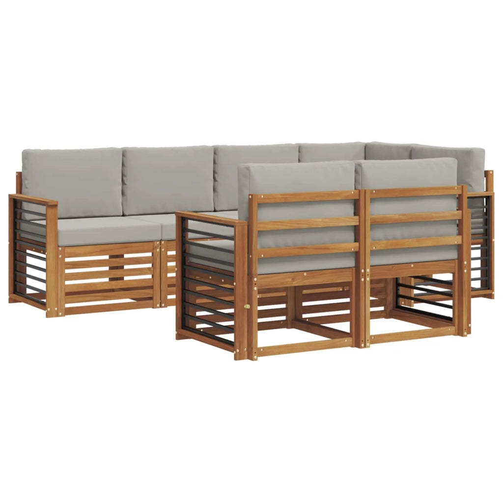 Set divano sezionale con cuscino 7 pcs Grigio Naturale e Chiaro