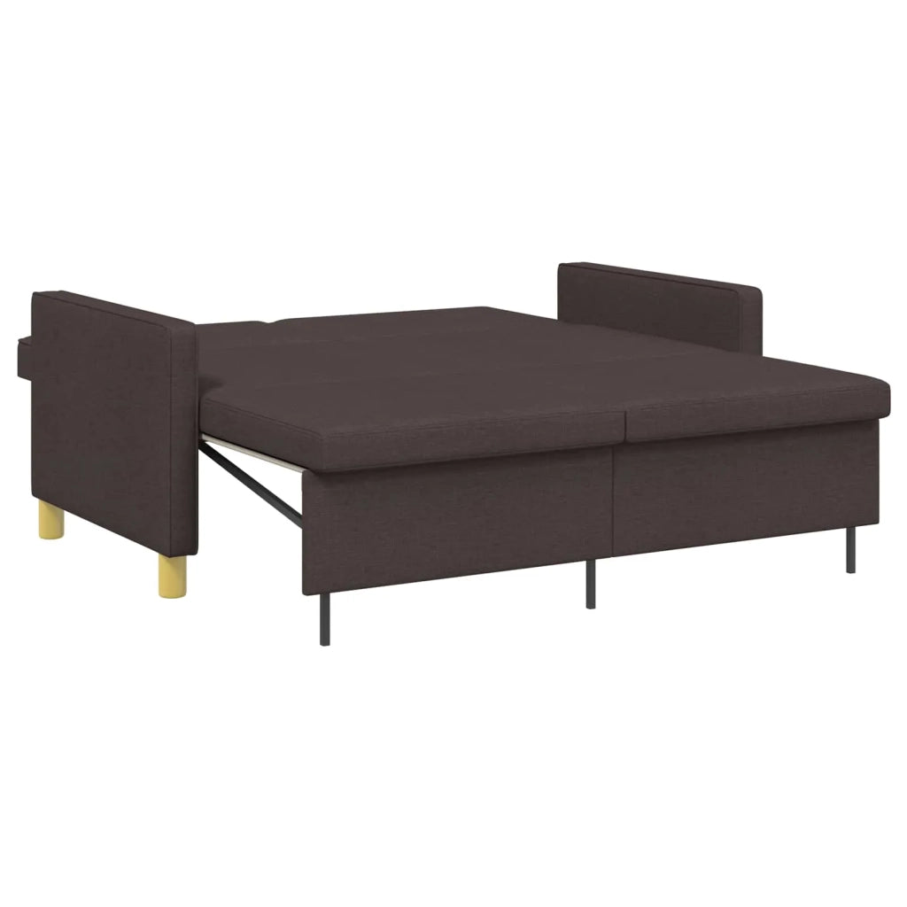 Divano Letto Estraibile Marrone Scuro Tessuto 42033342